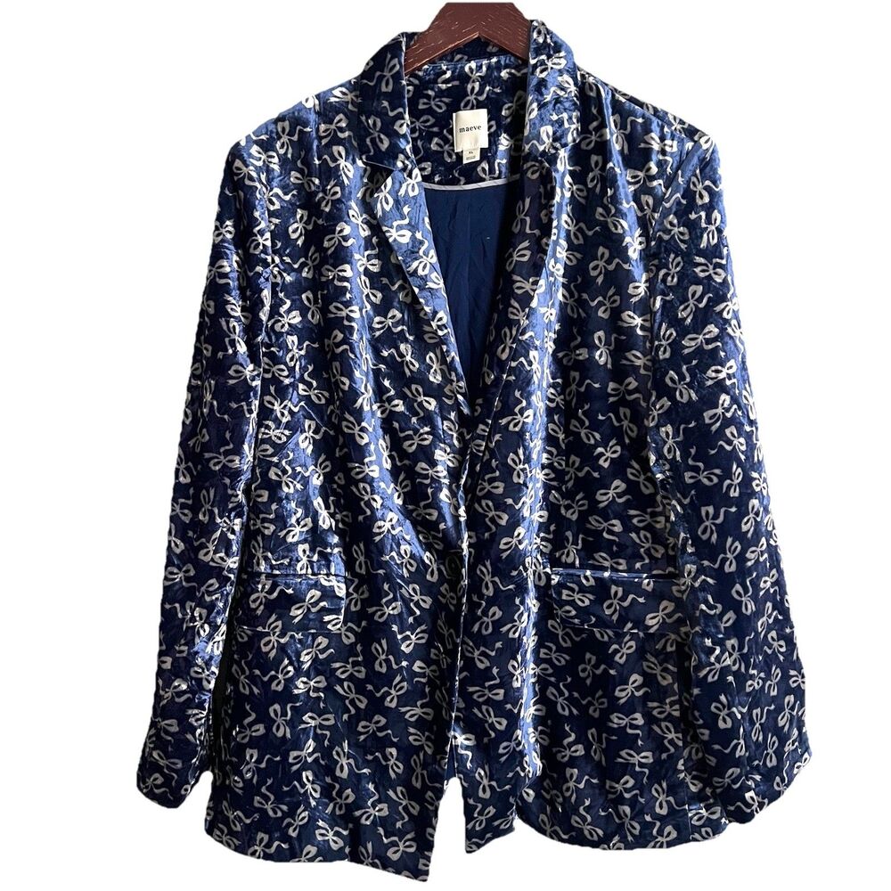 Anthropologie The Tessie Velvet Blazer by Maeve Size XL